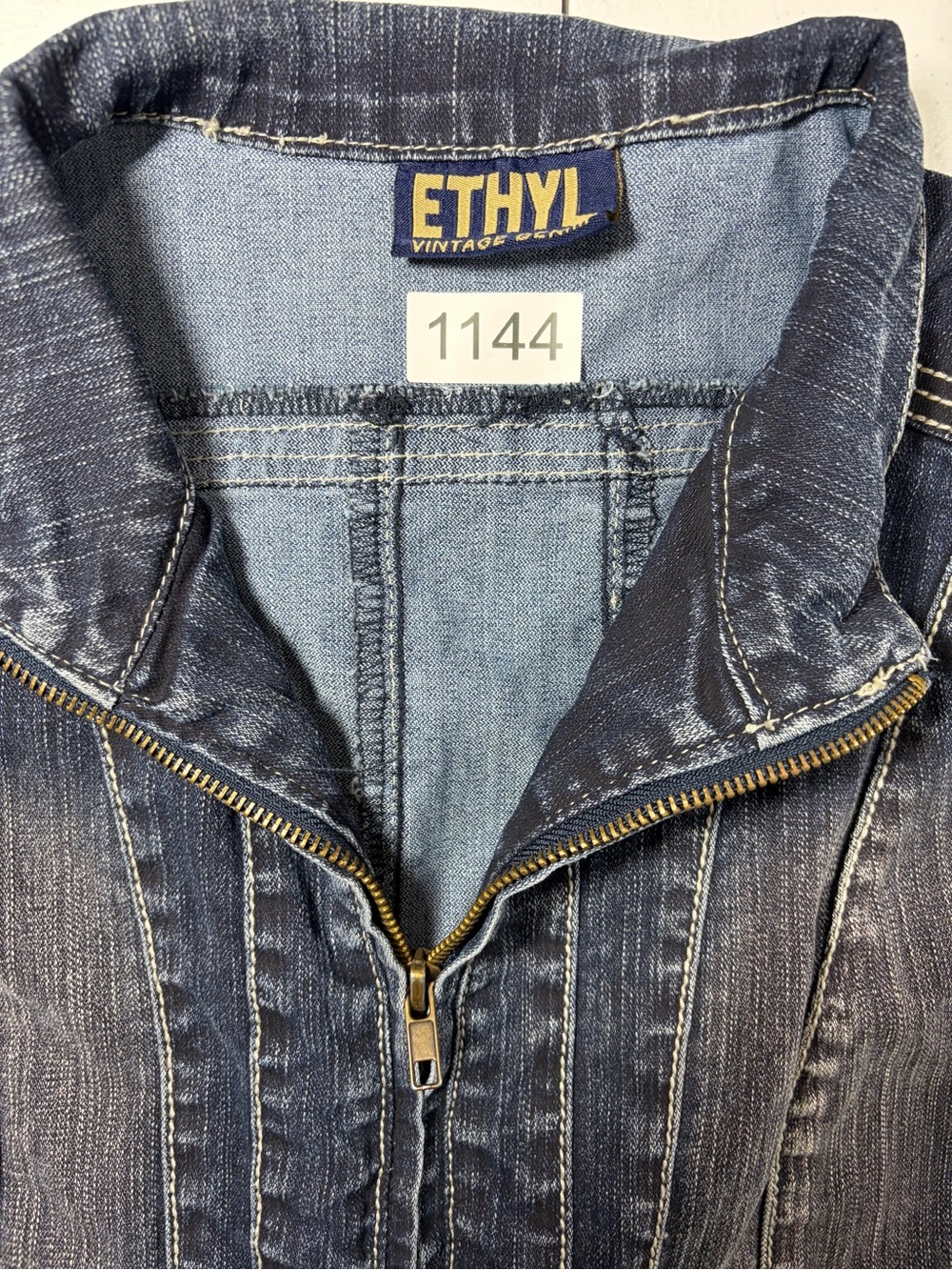 ETHYL Vintage Denim Zip-Front Vest with Fleur de lis Embroidery (4) - Picture 5 of 5